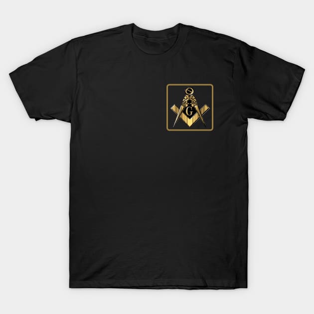 Freemason Classic Gold Square and Compass in Frame Masonic T-Shirt by Hermz Designs